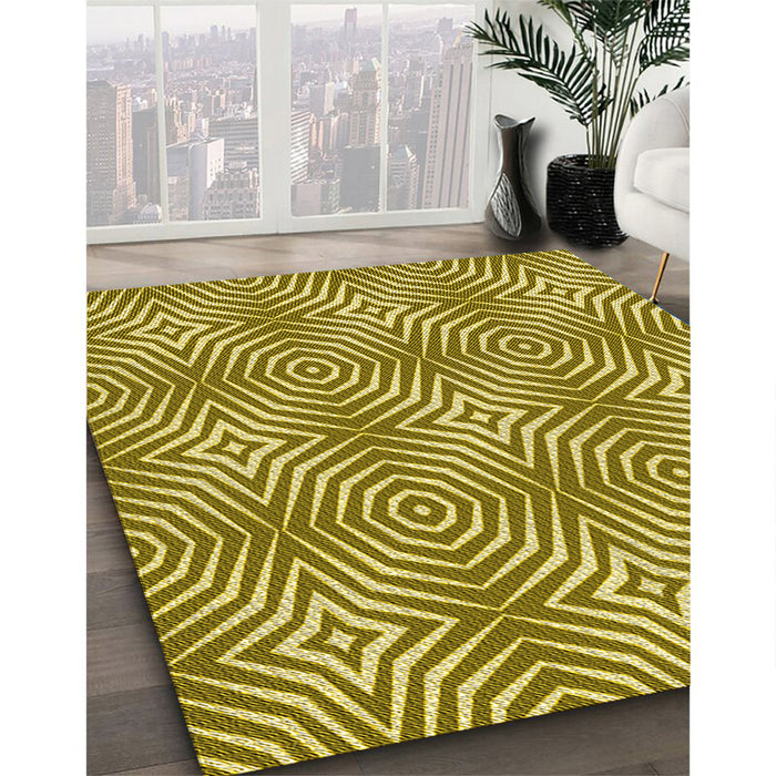 Machine Washable Transitional Dark Yellow Green Rug in a Family Room, wshpat3869yw