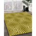 Patterned Dark Yellow Green Rug in Family Room, pat3869yw