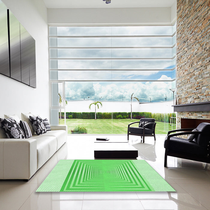 Square Patterned Green Rug in a Living Room, pat387grn
