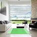 Square Patterned Green Rug in a Living Room, pat387grn