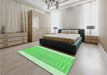 Patterned Green Rug in a Bedroom, pat387grn