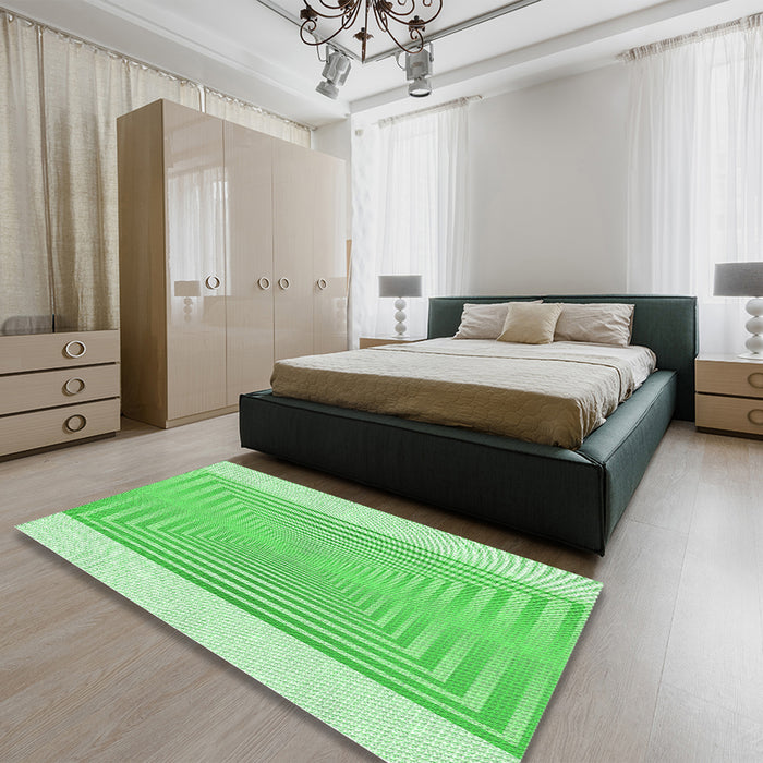 Patterned Green Rug in a Bedroom, pat387grn