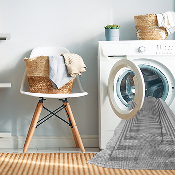 Machine Washable Transitional Gunmetal Gray Rug in a Washing Machine, wshpat387gry