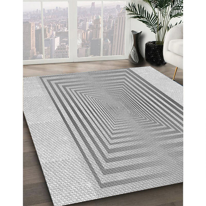Patterned Gunmetal Gray Rug in Family Room, pat387gry