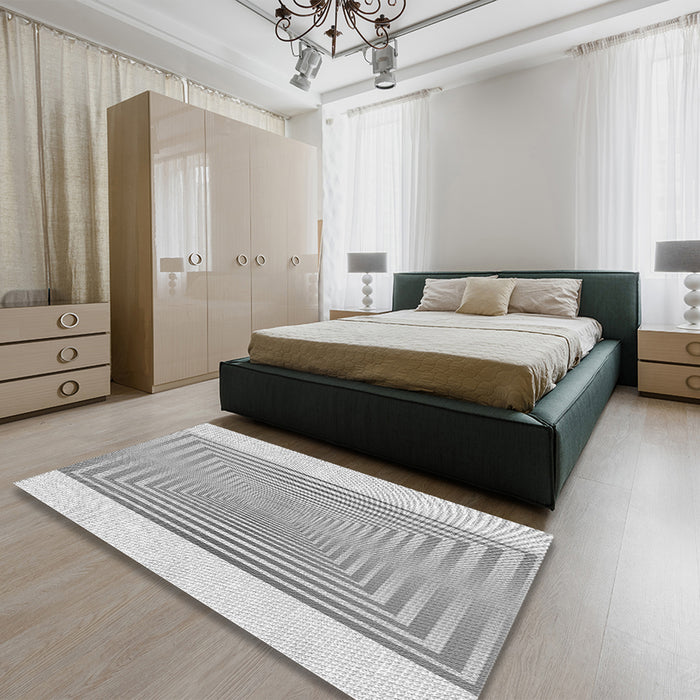 Patterned Gunmetal Gray Rug in a Bedroom, pat387gry