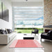 Square Patterned Red Rug in a Living Room, pat387rd