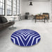 Round Patterned Cobalt Blue Rug in a Office, pat3870blu