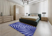 Patterned Cobalt Blue Rug in a Bedroom, pat3870blu