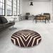 Round Patterned Light French Beige Brown Rug in a Office, pat3870brn