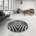 Round Patterned Charcoal Black Rug in a Office, pat3870gry