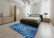 Patterned Cobalt Blue Rug in a Bedroom, pat3870lblu