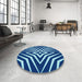 Round Patterned Cobalt Blue Rug in a Office, pat3870lblu