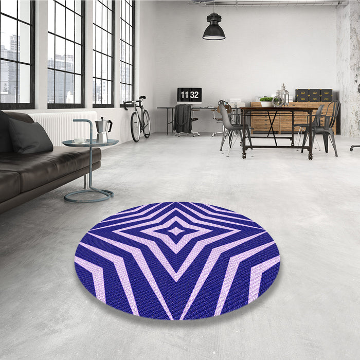 Round Patterned Bright Lilac Purple Rug in a Office, pat3870pur