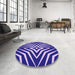 Round Patterned Bright Lilac Purple Rug in a Office, pat3870pur