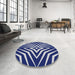 Round Machine Washable Transitional Light Steel Blue Rug in a Office, wshpat3870
