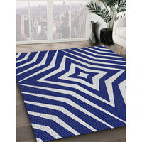 Patterned Light Steel Blue Novelty Rug, pat3870