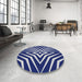 Round Patterned Light Steel Blue Novelty Rug in a Office, pat3870