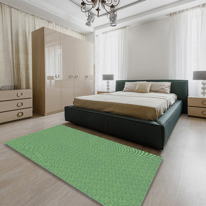 Patterned Green Rug in a Bedroom, pat3871lblu