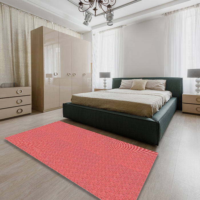 Patterned Red Rug in a Bedroom, pat3871rd