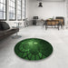 Round Patterned Black Rug in a Office, pat3872grn