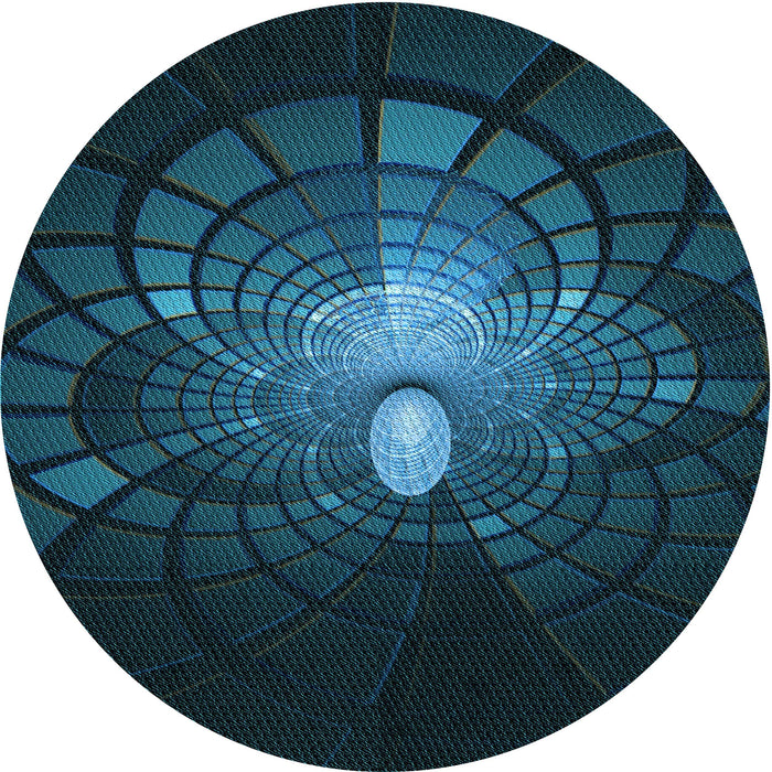 Square Patterned Dark Cyan Green Rug, pat3872lblu