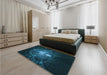 Patterned Dark Cyan Green Rug in a Bedroom, pat3872lblu