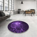 Round Patterned Deep Purple Rug in a Office, pat3872pur