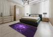 Patterned Deep Purple Rug in a Bedroom, pat3872pur