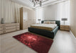 Patterned Red Rug in a Bedroom, pat3872rd