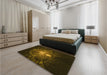 Patterned Dark Bronze Brown Rug in a Bedroom, pat3872yw