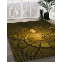 Patterned Dark Bronze Brown Rug, pat3872yw