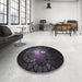 Round Patterned Black Novelty Rug in a Office, pat3872