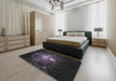 Machine Washable Transitional Black Rug in a Bedroom, wshpat3872