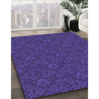 Patterned Blue Lotus Blue Novelty Rug, pat3873