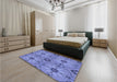 Patterned Sky Blue Rug in a Bedroom, pat3874blu