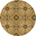 Square Patterned Yellow Rug, pat3874brn