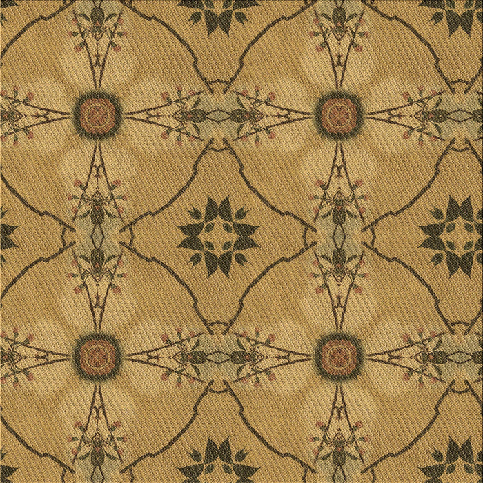 Round Machine Washable Transitional Yellow Rug, wshpat3874brn