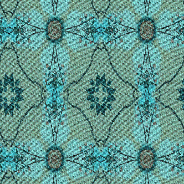 Patterned Turquoise Green Rug, pat3874lblu