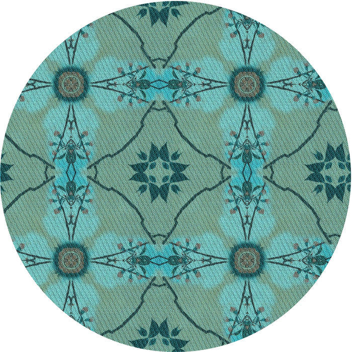 Square Patterned Turquoise Green Rug, pat3874lblu