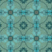Round Patterned Turquoise Green Rug, pat3874lblu
