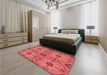 Patterned Red Rug in a Bedroom, pat3874rd