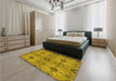 Patterned Dark Bisque Brown Rug in a Bedroom, pat3874yw