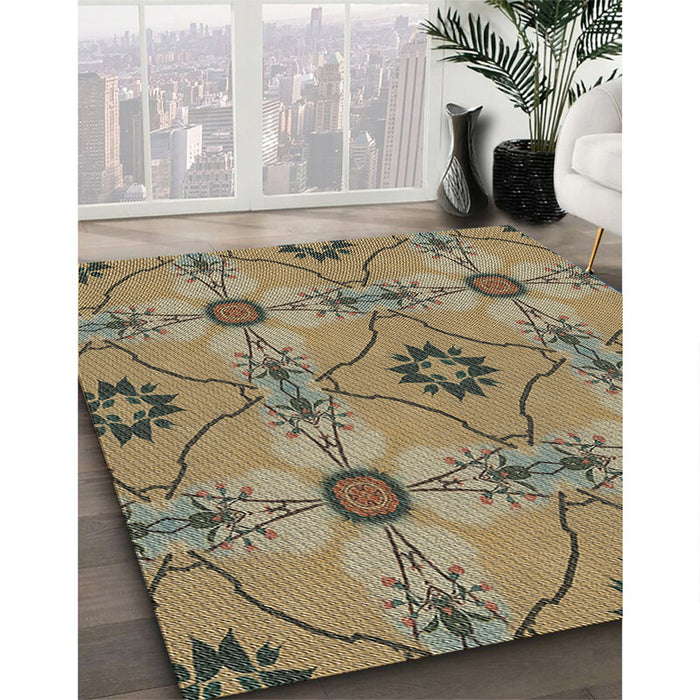 Patterned Reddish Brown Novelty Rug in Family Room, pat3874