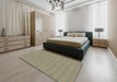 Machine Washable Transitional Dark Moccasin Green Rug in a Bedroom, wshpat3876