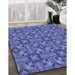 Patterned Sky Blue Rug in Family Room, pat3877blu