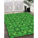Patterned Green Rug in Family Room, pat3877grn