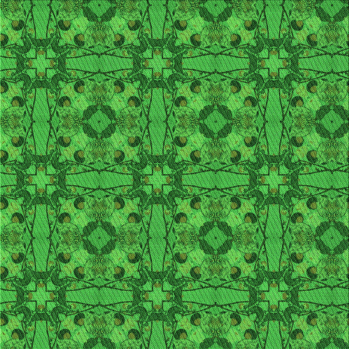 Round Machine Washable Transitional Green Rug, wshpat3877grn