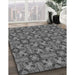 Patterned Black Rug in Family Room, pat3877gry