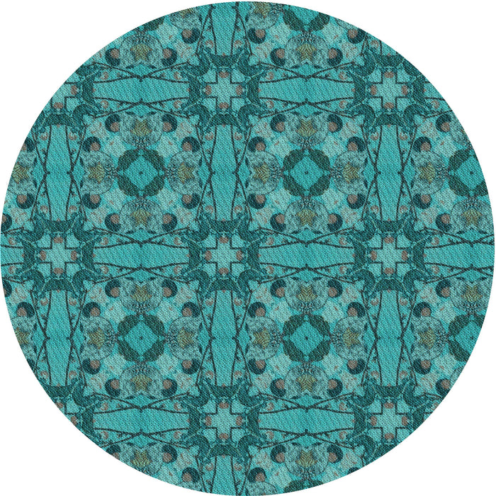 Square Machine Washable Transitional Dark Turquoise Green Rug in a Living Room, wshpat3877lblu