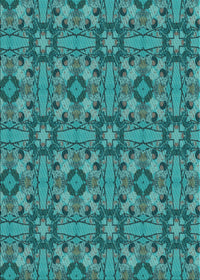 Machine Washable Transitional Dark Turquoise Green Rug, wshpat3877lblu